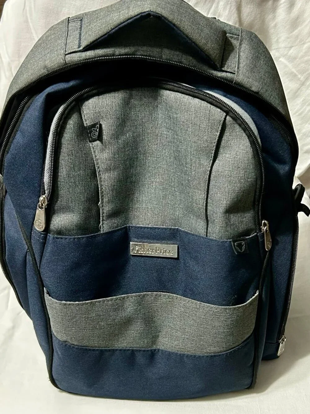 Fisher-Price Diaper Backpack Bag Lots of Pockets Blue and Gray